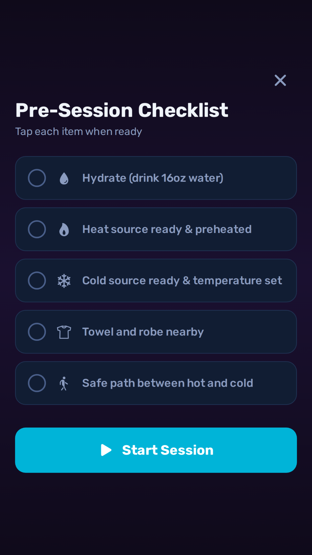 Pre-Session Safety Checklist